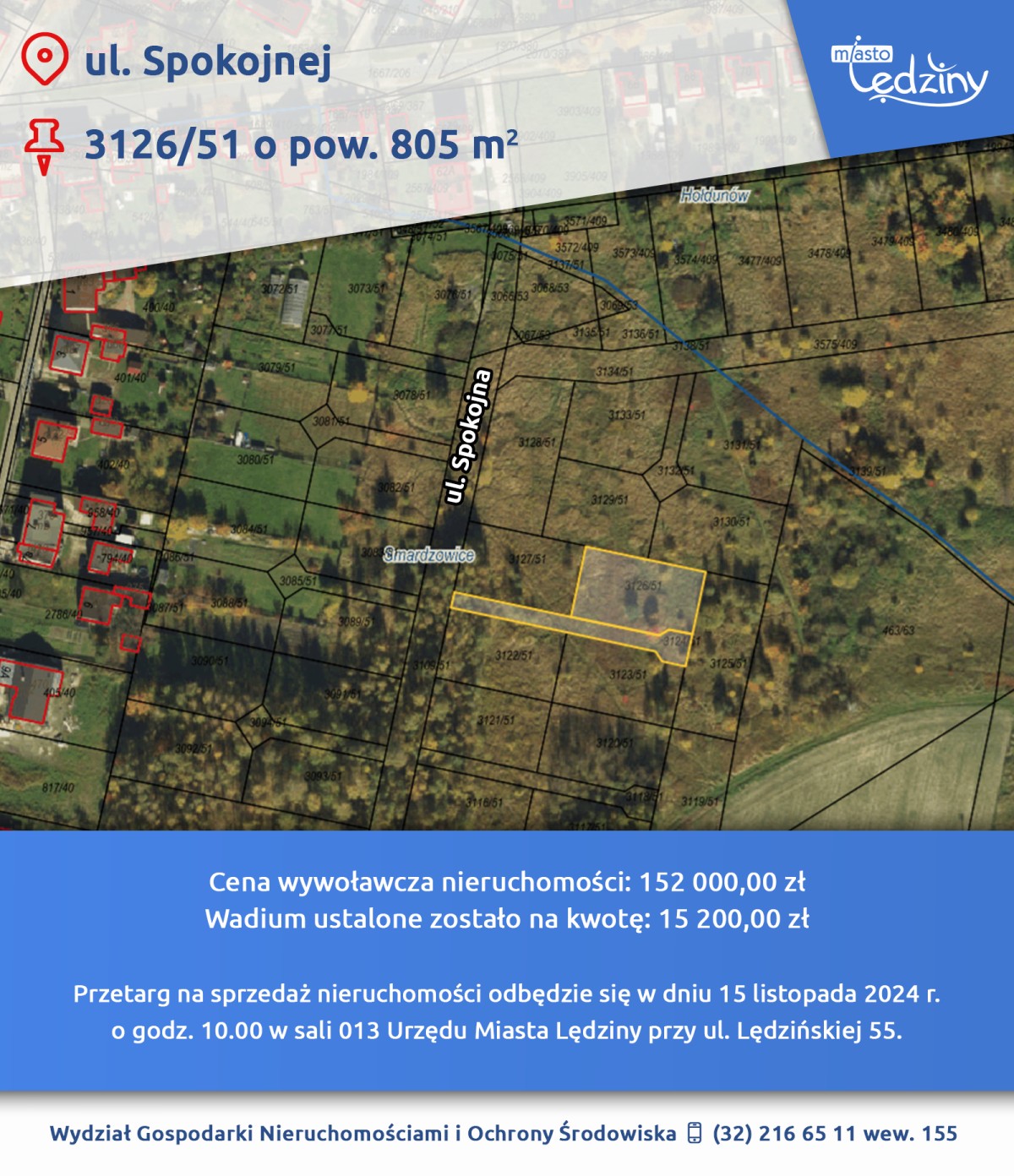 I przetarg - sprzedaż dz. nr 3126/51 wraz z udziałem w dz. nr 3124/51 ul. Spokojna