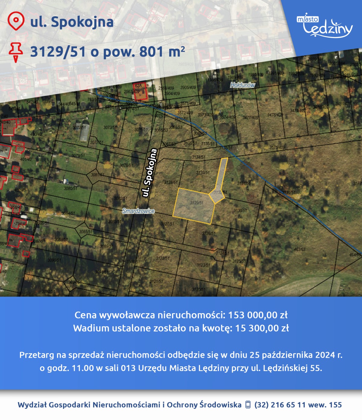 I przetarg - sprzedaż dz. nr 3129/51 wraz z udziałem w dz. nr 3132/51 - ul. Spokojna