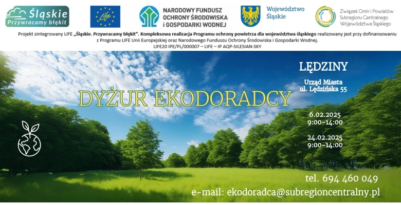   Zapraszamy serdecznie na nadchodzące dyżury ekodoradcy, które odbędą się 6 i 24 lutego 2025 r. godzinach 9:00-14:00.